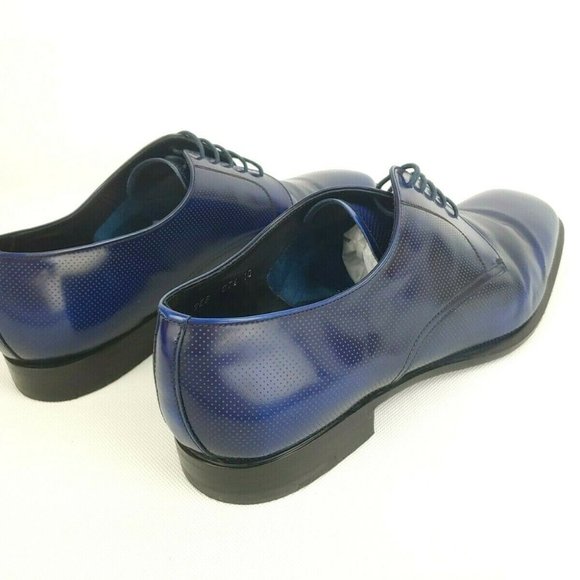 PRADA MEN'S BLUE LEATHER LACE UP SHOES SIZE US 10 - Picture 7 of 12